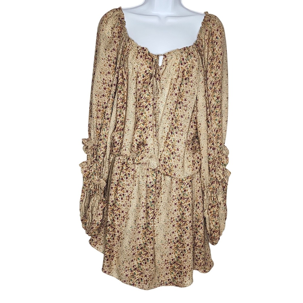 Parker Ruffled Sleeve Boho Silk Mini Dress Size Large
